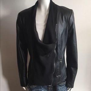 Black Faux leather & stretch jacket size medium